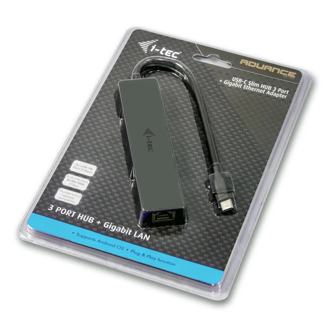 i-tec USB-C Slim HUB 3-Port mit Gigabit Ethernet Adapter